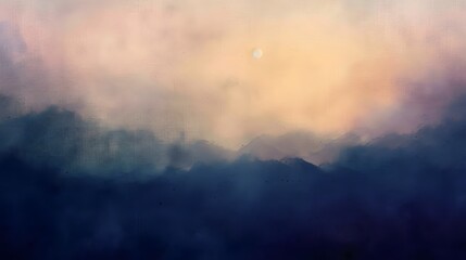 Fototapeta premium Dreamlike Watercolor Gradient Landscape Soft Blurred Misty Mountain Scenery