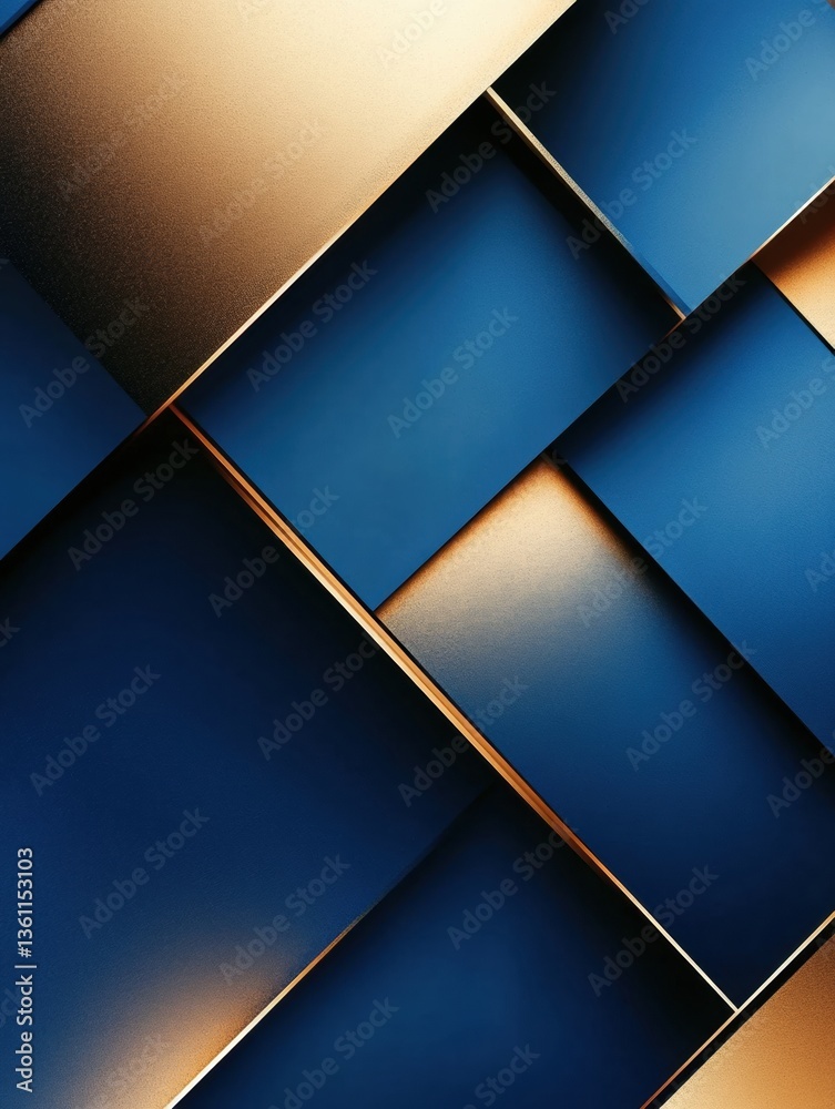Poster Modern abstract background with geometric shapes in deep blue and gold reflecting political structure and contemporary design aesthetics Generative AI