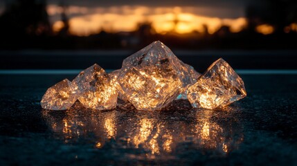 Illuminated Crystal Gems at Sunset  Tranquil Nature Scene