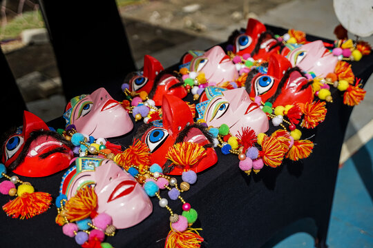 Ondel-ondel shaped toys and key chains.