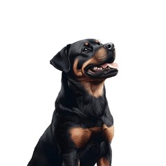 Fototapeta premium Confident and Powerful Rottweiler Portrait on Pristine White Background for Presentations Websites and Print