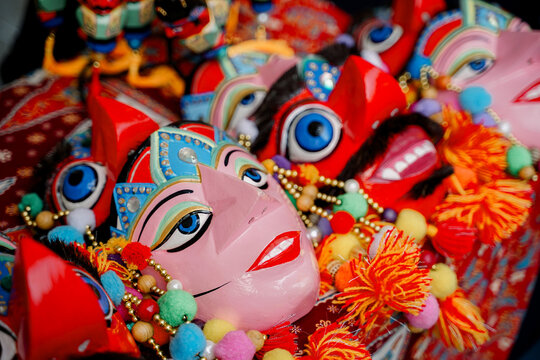 Ondel-ondel shaped toys and key chains.