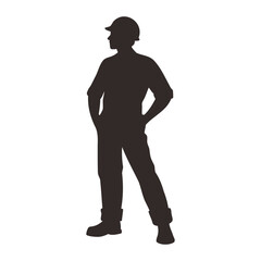 Construction Worker Silhouette Vector Illustration