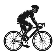 Fototapeta premium Cyclist Silhouette on Road Bike Vector Illustration