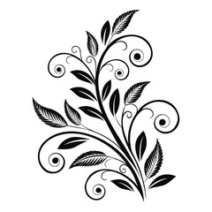 Swirling Floral Branch Vector Illustration, Decorative Design
