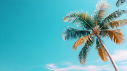 Two Tropical Palm Trees Against a Vibrant Blue Sky