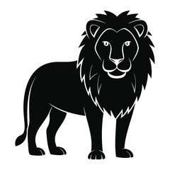 Lion Silhouette Vector Illustration, Full Body Standing