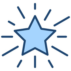 Obraz premium Shining Star Icon Lineal Blue Style