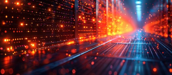 Obraz premium Futuristic Data Center with Red and Blue Lights