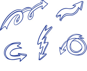 Set with hand drawn arrows. Pen drawing. Vector illustration