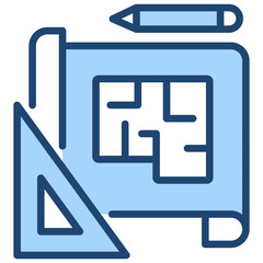 Fototapeta premium Blueprint Icon Lineal Blue Style