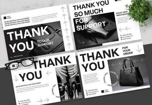 Black And White Thank You Card