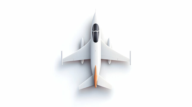 White Fighter Jet Top View Illustration