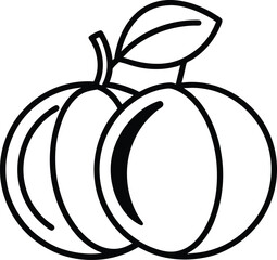 Apricots outline icon on white background.