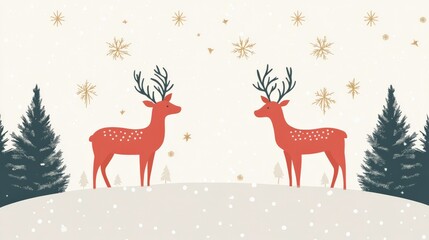 Vibrant Reindeer Illustration on White Background