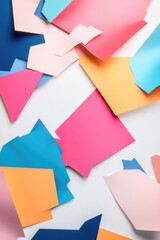 colorful abstract shapes overlapping in dynamic motion on white background evoking creativity and innovation through