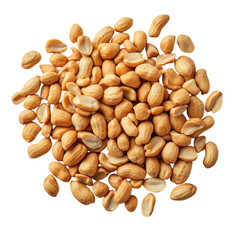 Roasted and Shelled Peanuts Scattered on White Background

