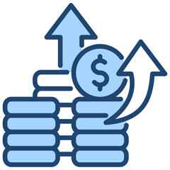 Price Rise Icon Lineal Blue Style