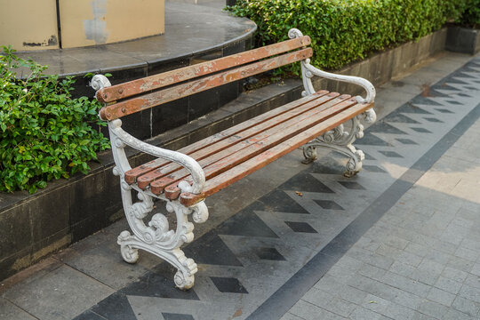 Benches installed on Jalan Sudirman, Jakarta for pedestrians.