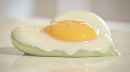 Heart Shaped Fried Egg  Romantic Breakfast Food Photography