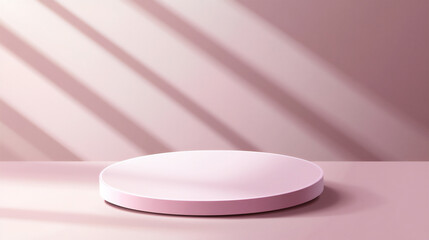 minimalist background with a round podium for product display presentation in a light pink color, vector illustration.