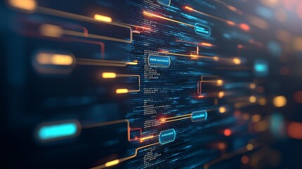 Closeup view of computer screen displaying lines of code for software development