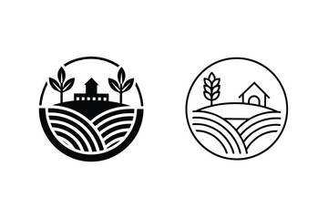 Farmhouse, Fields, Wheat, Agriculture, Logo Designs, Rural, Nature, Harvest, Crops, Countryside