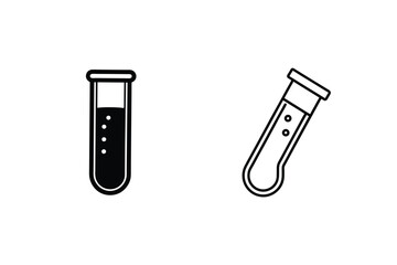 Laboratory Test Tubes Science Experiment Icons, Vertical, Tilted, Liquid