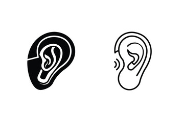 Human Ear Anatomy Two Styles of Icon Illustration