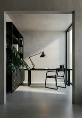 Minimal Home Office with Modern Furniture and Natural Light