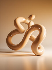 Abstract 3D Sculpture with Glossy Beige Finish