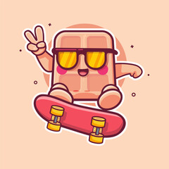 cool belgian waffle character mascot playing skateboard isolated cartoon