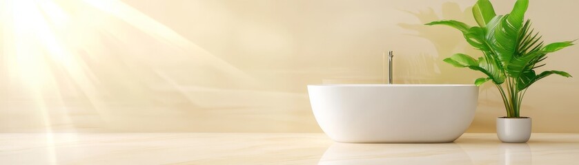 Obraz premium Indoor potted plant on a table, touch of green for modern home decor