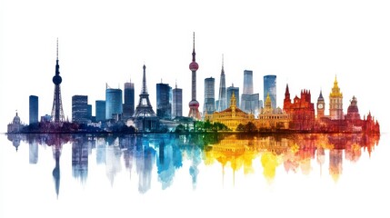 Obraz premium Colorful City Skyline Artwork