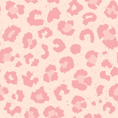 Beige pink leopard print. Vector seamless pattern. Abstract pastel color animal print.