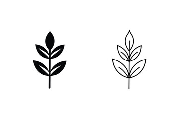 Simple Plant Icons Filled and Outline Leaf Sprout Designs