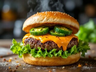 Fiery Jalape&ntilde;o Burger with Pepper Jack Cheese and Sriracha Mayo