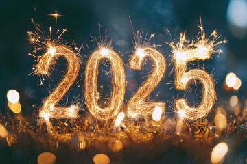 2020 New Year concept with sparkles on a festive background.