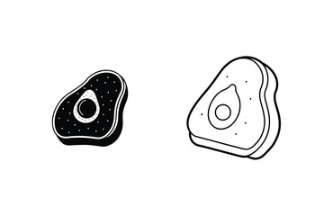 Avocado Toast Illustrations Simple Line Art and Solid Black