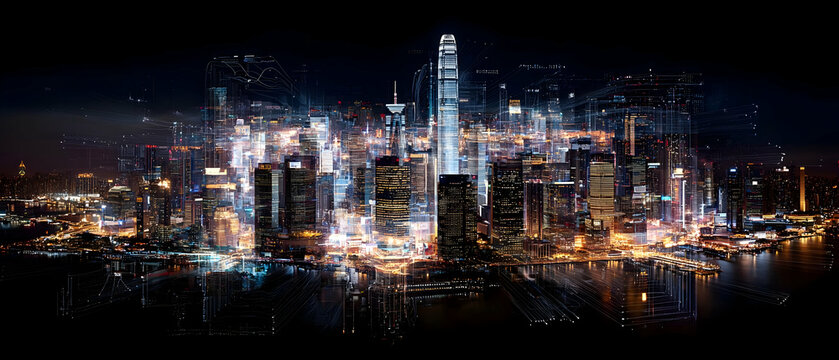 Night City Lights Skyline Panorama