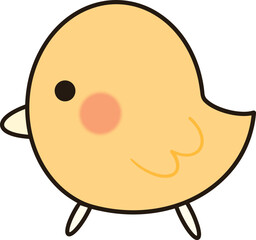 Cute yellow chick cartoon clip art walking