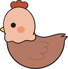 Obraz premium Cute brown hen cartoon collage