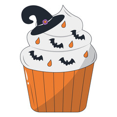 Cute Cartoon Halloween Element. Vector Illustration Isolated on White Background.