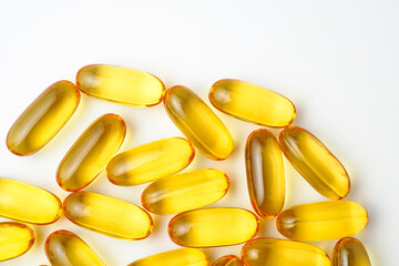 Fish oil capsules with omega 3, omega 9, vitamin D, vitamin E, Cod liver oil, evening primrose oil,...