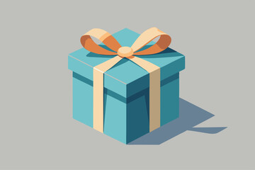 Elegant Light Blue Gift Box with Golden Ribbon and Bow