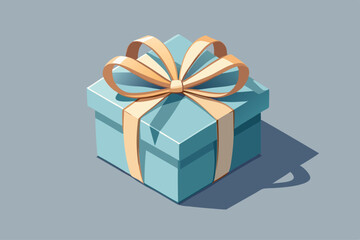 Elegant Light Blue Gift Box with Golden Ribbon and Bow