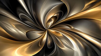 Mesmerizing Black and Gold Luxury Abstract Background with Smooth Curved Patterns