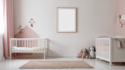 Calm and Warm Minimalist Children's Bedroom Mockup