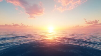 Obraz premium Peaceful ocean sunset view, serene sky, tranquil scene, ideal for wallpaper or background image