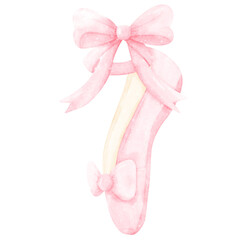 Ballet slippers with bow watercolor hand draw © Saltyarts design